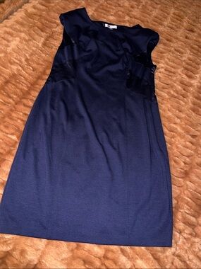 Jennifer Lopez Navy Midi Sheath Dress